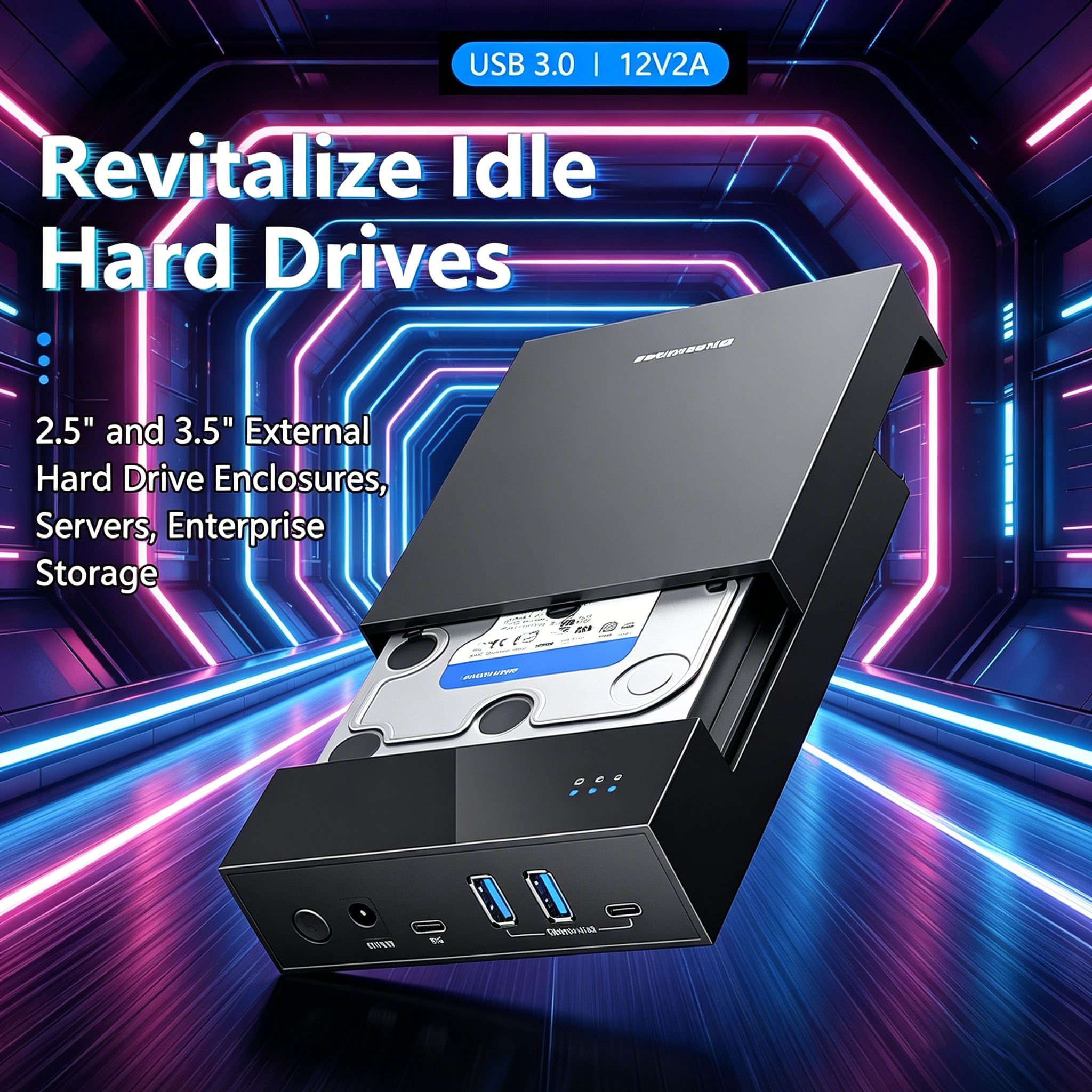 Power Tools Microsoft - Sturdy 2.5/3.5 HDD/SSD Enclosure with USB3.0