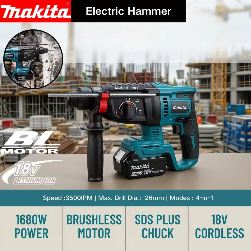 Power Tools Jack - Makita 26MM Brushless Electric Hammer Drill