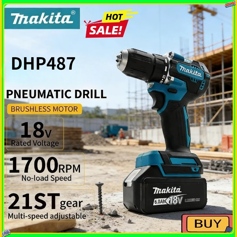Power Tools Hammer - Makita DHP487 LXT Brushless Impact Drill